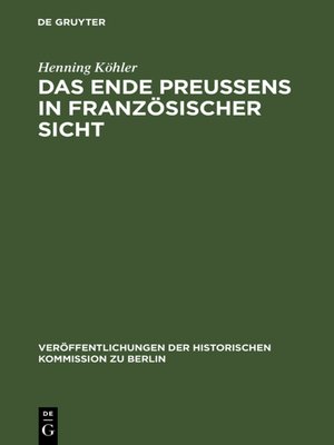 cover image of Das Ende Preußens in französischer Sicht
